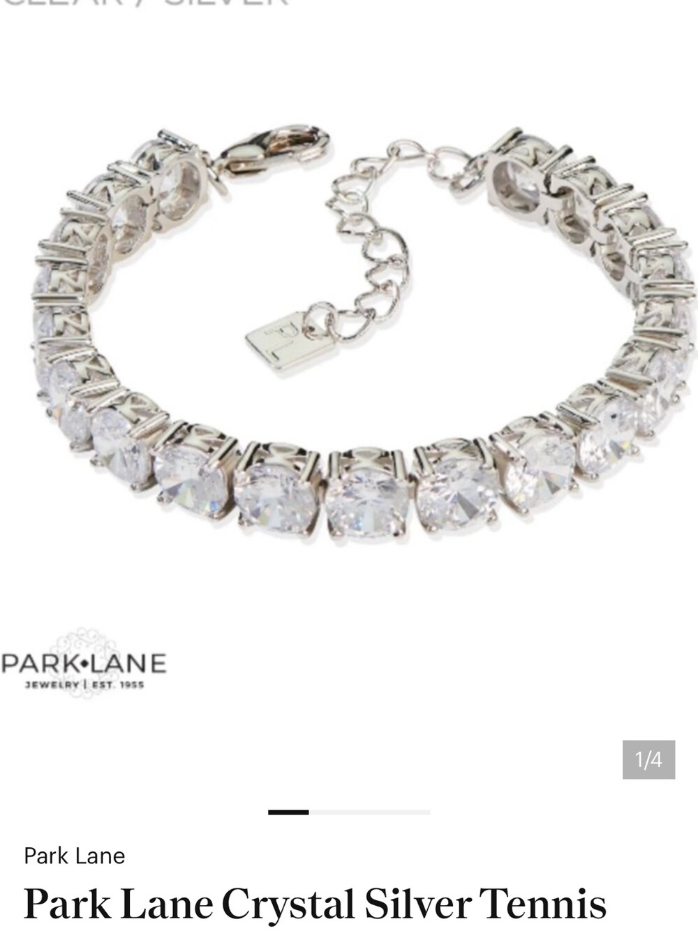 Park Lane Silver Crystal Tennis Bracelet - Sparkling Clear Stones